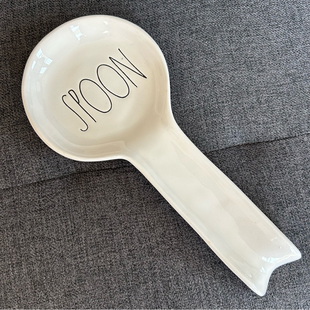 Rae Dunn White Black Ceramic Spoon Rest